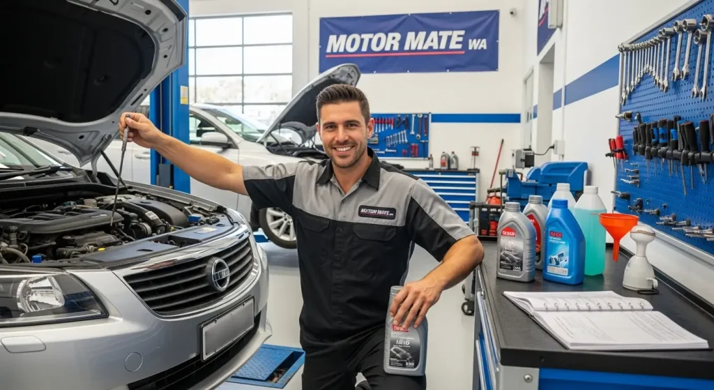 Technician performing a logbook car service in Morley workshop service vs basic service Morley.