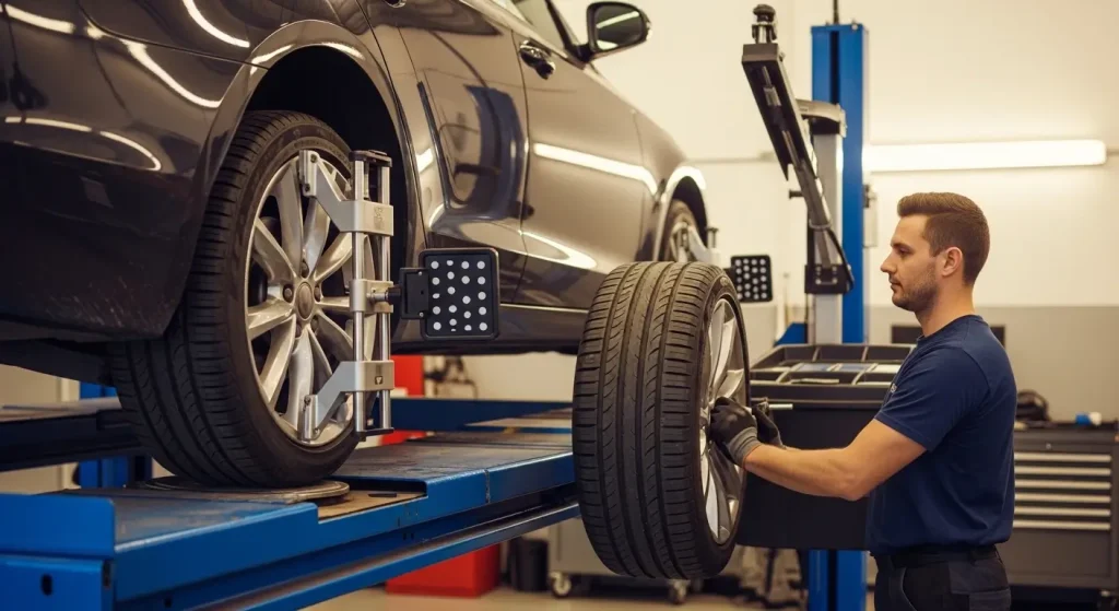 Wheel balancing and wheel alignment service in Morley at a professional auto workshop in Perth.
